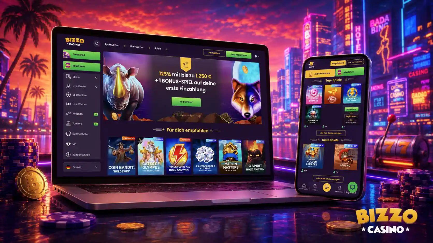 Mobiles Erlebnis bei Bizzo Casino