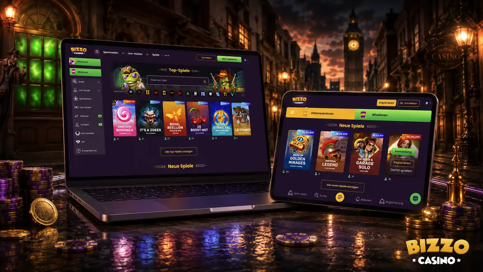 Verfügbare Spiele bei Bizzo Casino