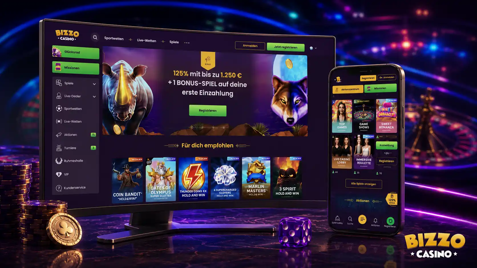 Registrierung und Anmeldung bei Bizzo Casino